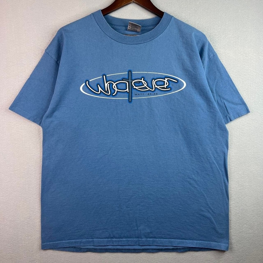 Vintage Tammy Trent Whatever Matthew 25:40 Blue Tee Shirt XL